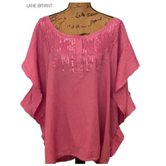 Lane Bryant Top with~sequins & flutter sleeves - Picture 1 of 7